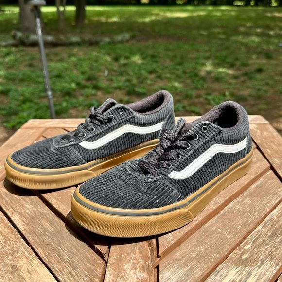 Boys Vans Fleece Corduroy Ward Skate Shoes - Black Tan Youth - Picture 3 of 7